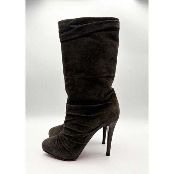 Christian Louboutin Brown Suede Slouchy Pilos Boots Mid Calf Sz EU 36 6 - Picture 2 of 15